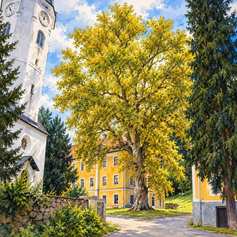 Ogled povečano sliko Ilustracija lokacije Platana na trgu Kozje